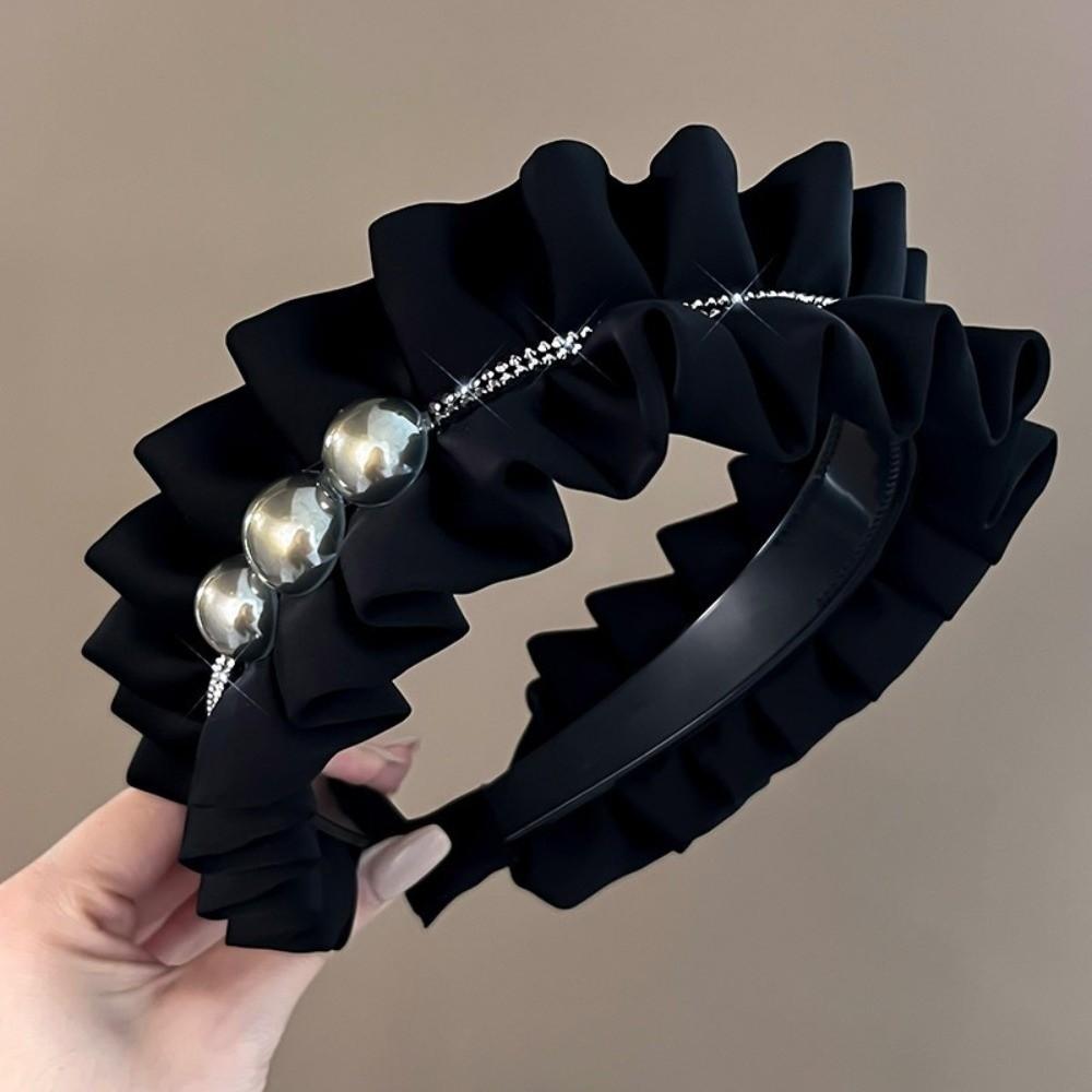 Cloth Women Hair Hoop Wide Wrinkle Headband Fashion Black Hairband Women