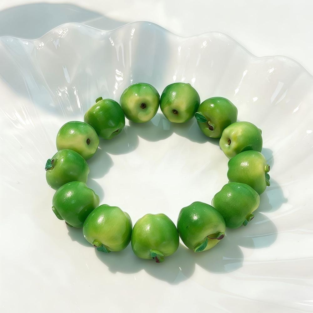Elastic Rope Resin Fruit Bracelet 3D Fruit Cartoon Bracelet Y2K Fruit Beaded Bracelet Summer
