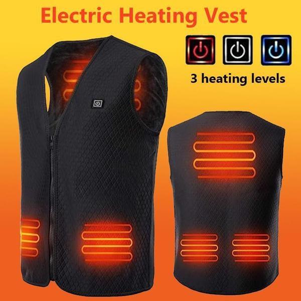 S-3XL USB Heating Tank Top Men's Winter Electric Sleeveless Jacket Outdoor Heating Tank Top Hiking Heating Tank Top (Excluding Power Bank)