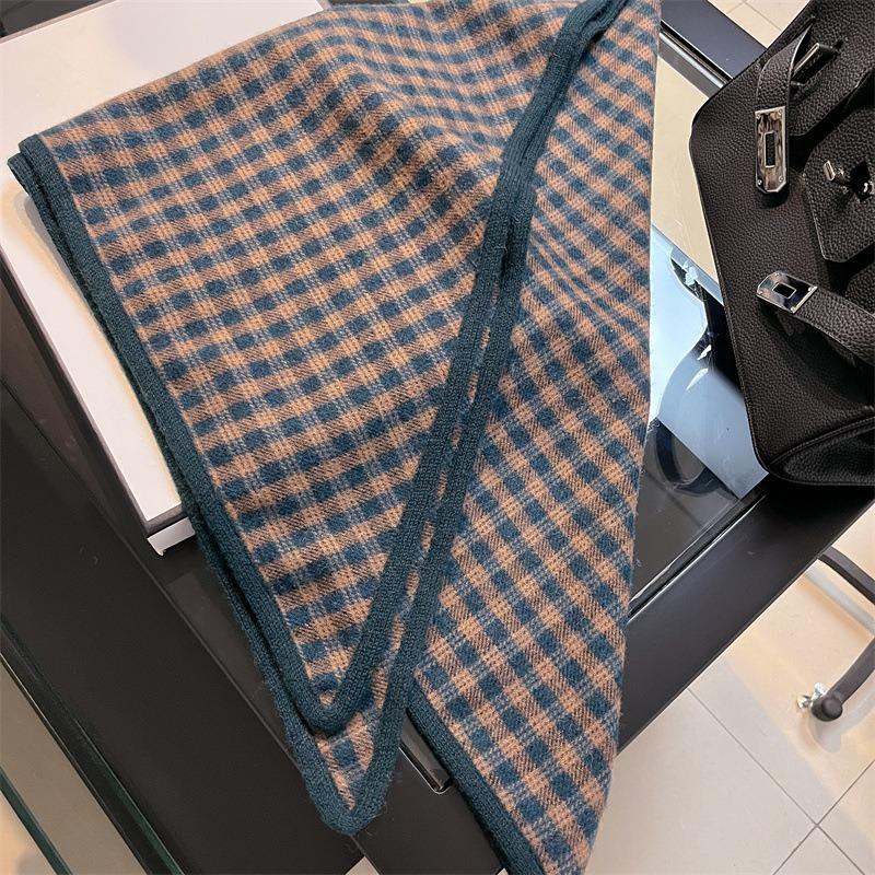 English 100 Wool Scarf Women's Winter Triangle Scarf Style Shawl Warm Scarf Dual-purpose