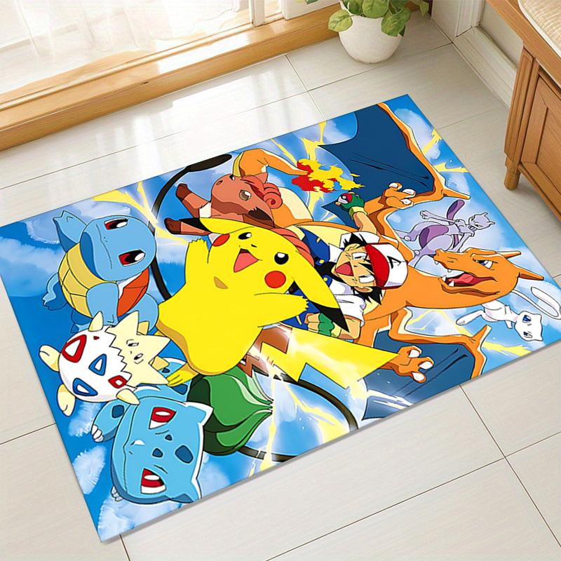 Pikachu Friends Adventure Carpet For Playroom Bedroom Living Room Sofa Home Decorkids Game Area Rug Nonslip Floor Mat