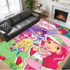 Anti‑Slip Crystal Velvet Floor Rug, Strawberry Shortcake Design Carpet for Indoor Living Bedroom Home Decoration