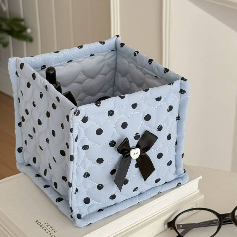 Foldable Nylon Square Organizer With Butterfly Design For Home Storage And Desk Tidy