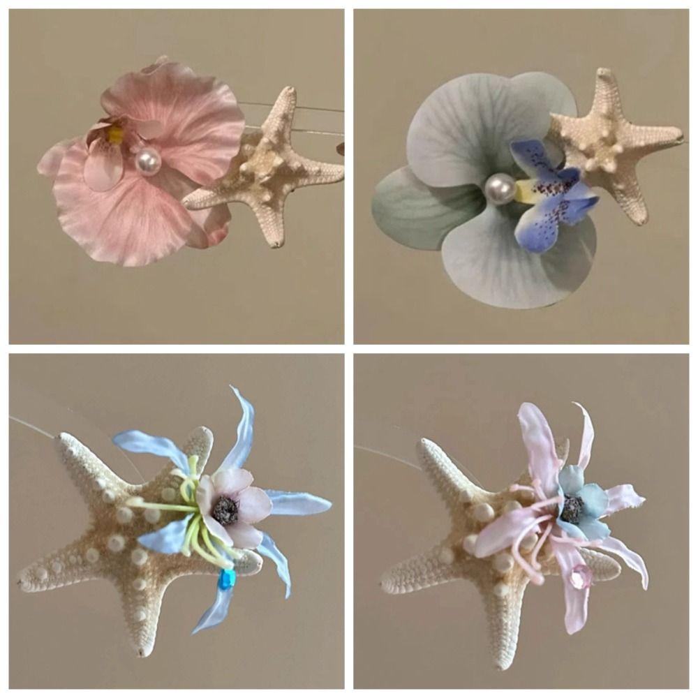 Sweet Starfish Hair Clip Korean Style Women Side Clip Simple Orchid Flower Hairpin Daily