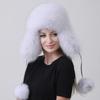 Русская зимняя меховая шапка женская из натурального меха лисы пушистая теплая уличная снежная шапка
