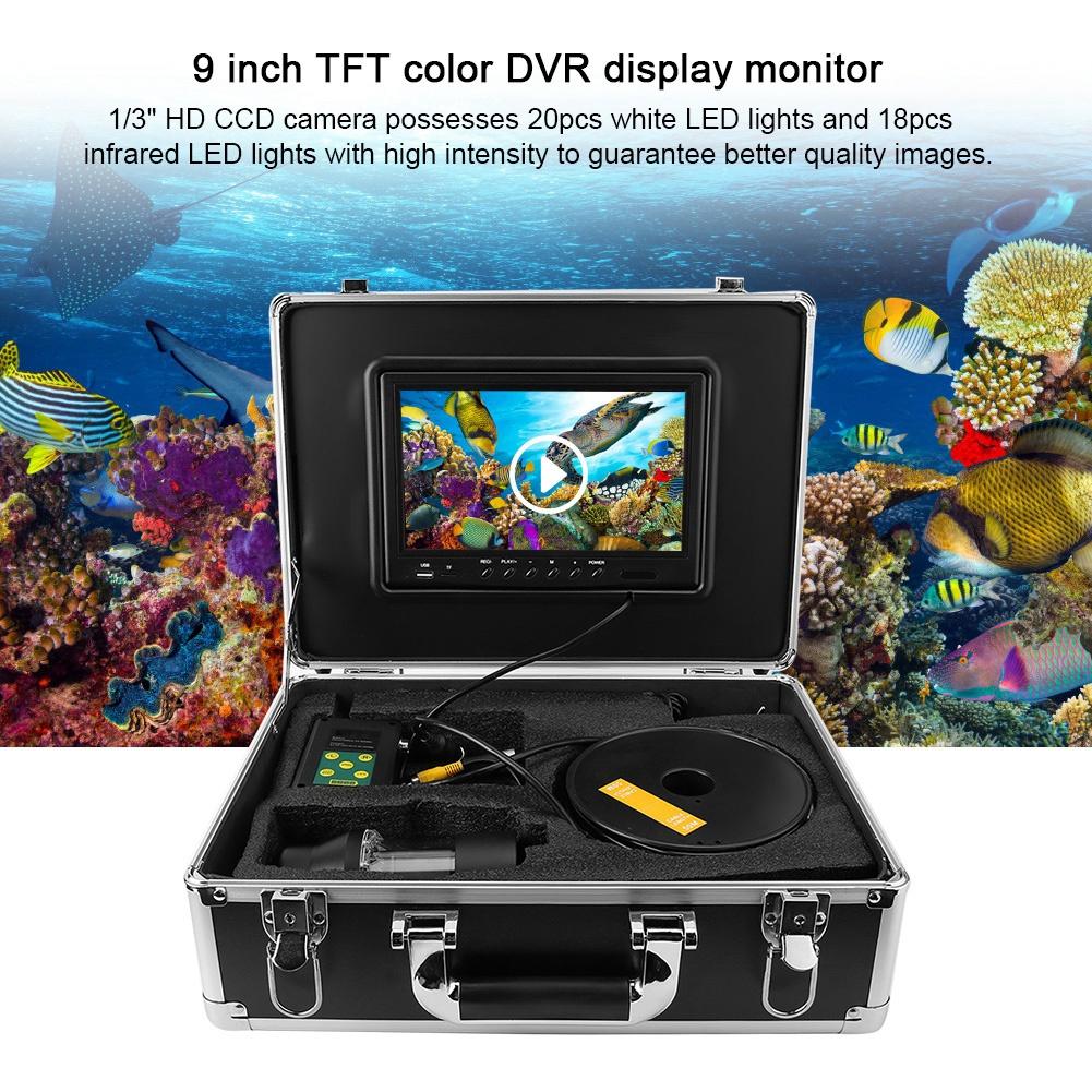 20 м 9-дюймовый ЖК-дисплей подводная видеокамера для рыбалки система DVR вращающийся на 360 градусов эхолот