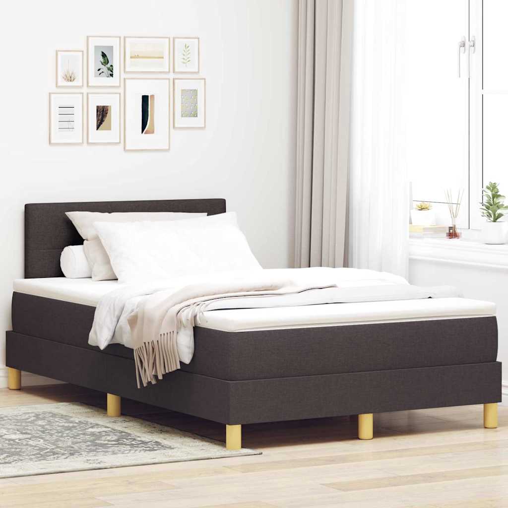Box Spring Bed with Cushions Dark Brown 120 x 190 cm Fabric