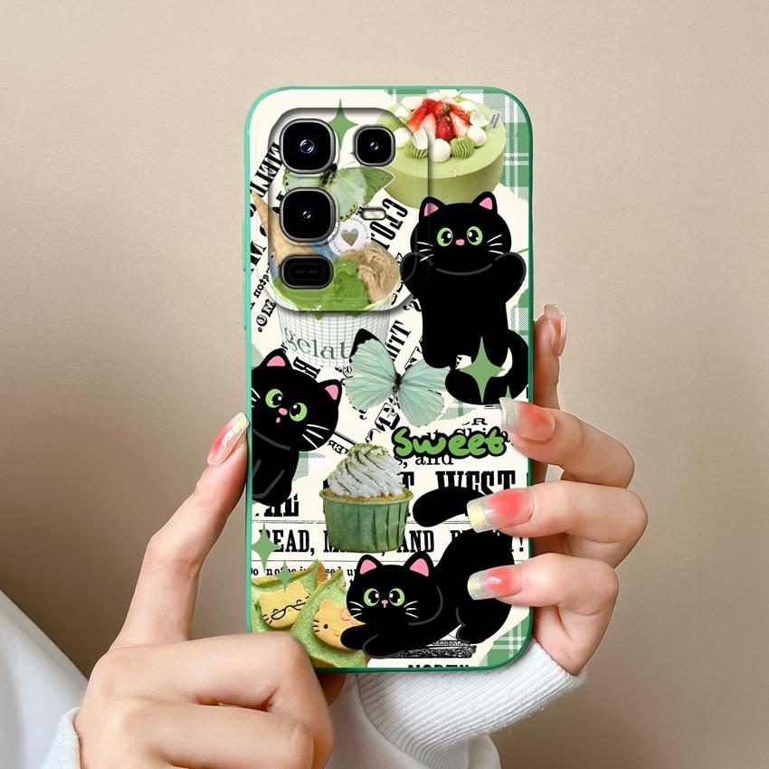 Для телефона Infinix Note 50 Pro Plus 40 50x Модный чехол с узорами «Звездное небо» и «Кот», Гладкий жидкий силикон, Высококачественный противоударный чехол для Infinix