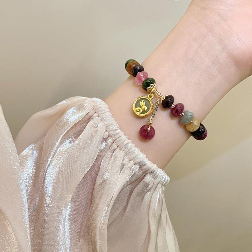 Винтажный браслет из каменных бусин, цветной браслет из бисера, изысканный женский браслет из бисера