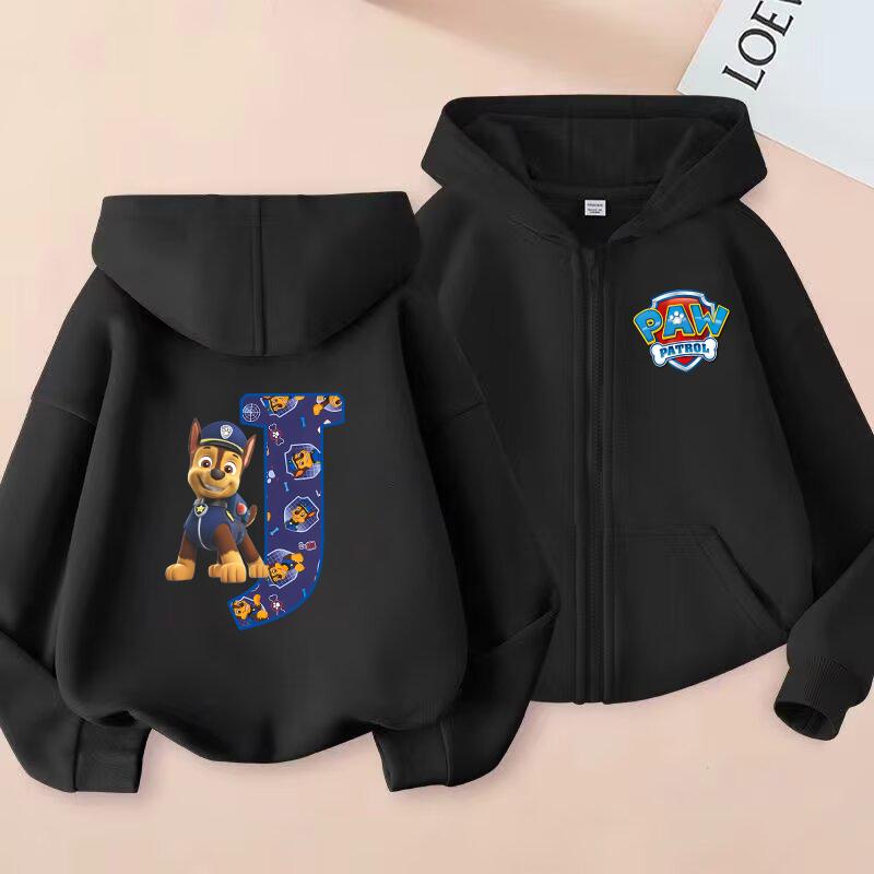 PAW Patrol Child Cardigan Hooded Jacket Cartoon Chase Letters A-Z Printed Polyester Outerwear Summer Casual Clothing Kids Gifts