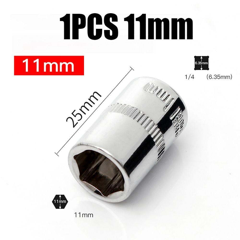 1Pcs Hand Tool Metric Key Sleeve 1/4" 6.35mm Head Drive Socket New Hex Short Socket