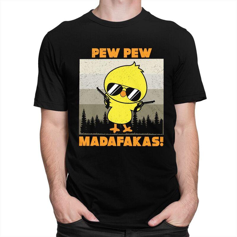 Мужские винтажные футболки Pew Madafakas с уткой, с коротким рукавом, для отдыха, модные, из чистого хлопка, подарок