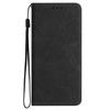 For iPhone 16 Case Imprinted Flower Wallet Stand Leather Phone Cover - Black