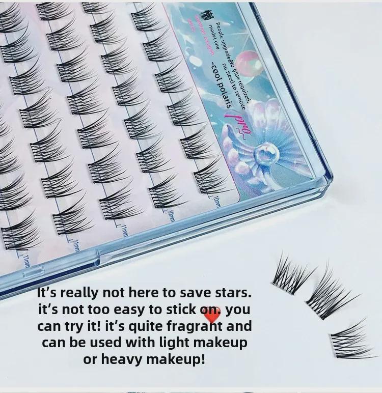 Накладные ресницы Lazy Pearl Girl без клея, самоклеящиеся — натуральные, фотогеничные отдельные пучки, идеально подходят для новичков и мультяшных стилей