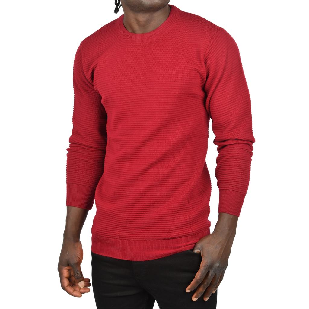 DeepSEA Striped Patterned Crew Neck Slim Cut Knit Sweater 2505492