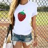 Women's New Strawberry Pattern Printed T-shirt Fashion Women's Outdoor Leisure Round Neck Strawberry T-shirt Fruit T-shirt
