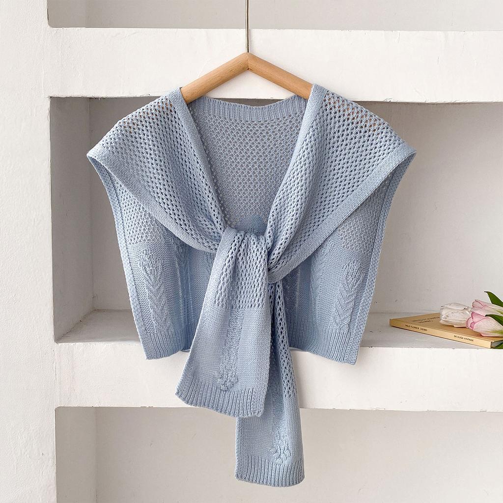 Solid Color Knitted Shawl Scarf Women High-End Capes With Shirts Fashion Thin Neck Protectors For Spring And Autumn