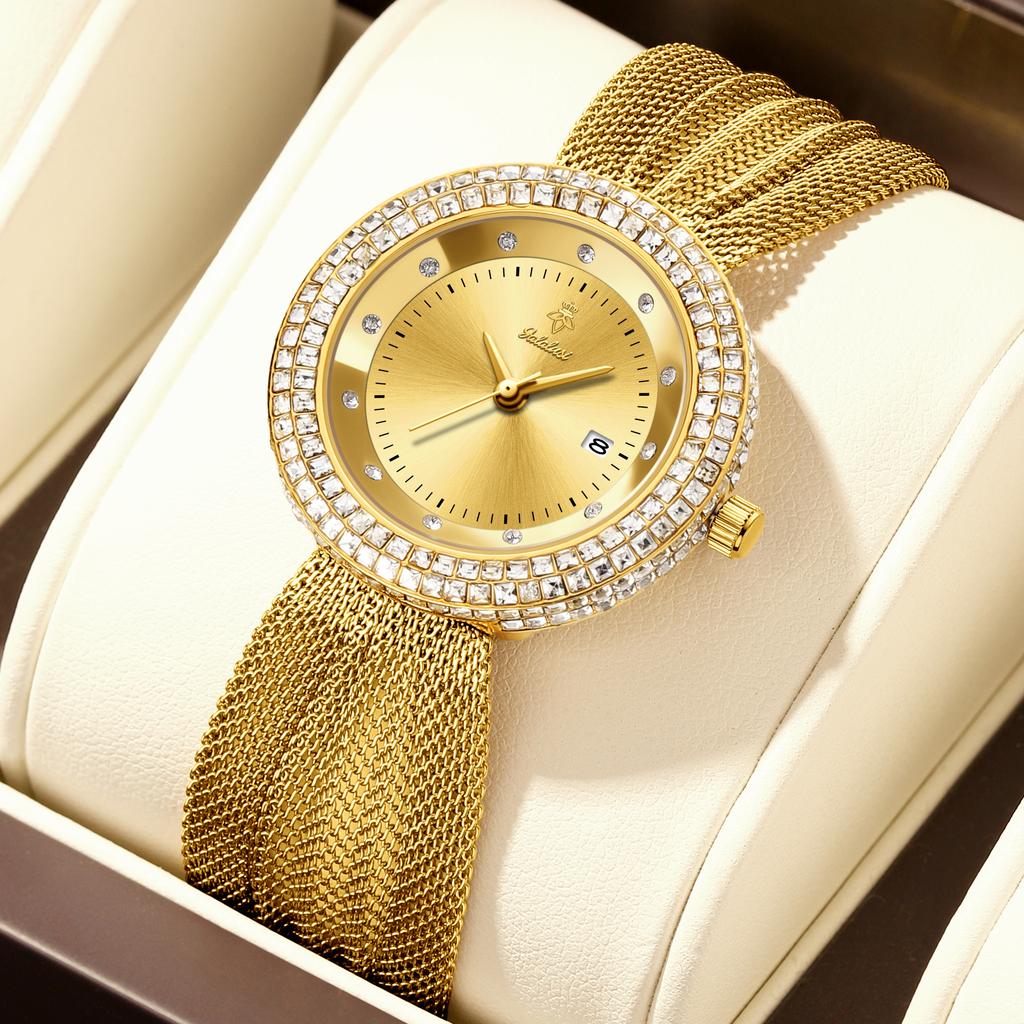 Stylish Ladies' Luxury Diamond-Set Bracelet Watch: An Elegant Water-Resistant Quartz Timepiece Perfect as a Gift Reloj Mujer
