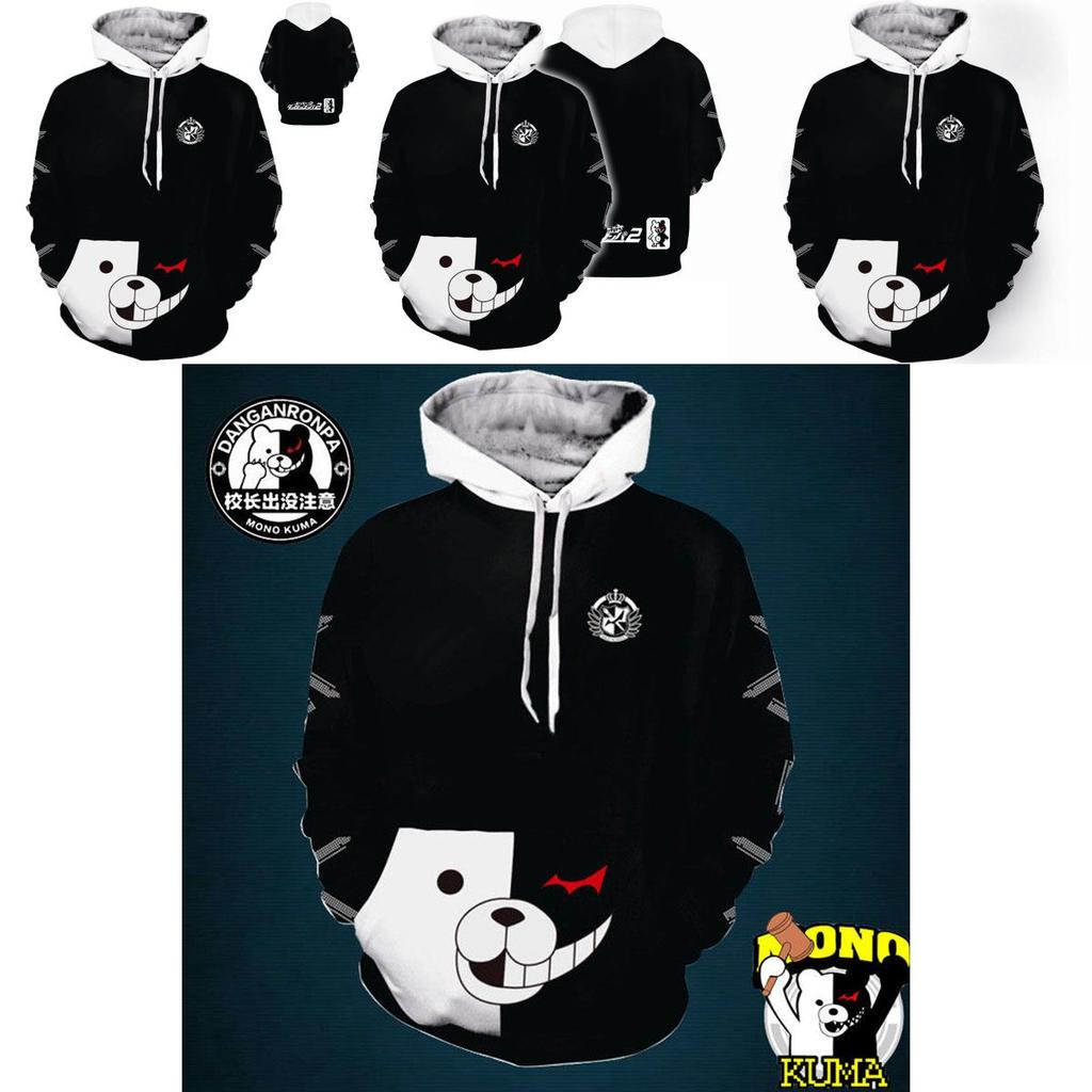 Anime Monokuma Danganronpa Cosplay Hoodie Sweaters Unisex Casual Sweatshirt Coat