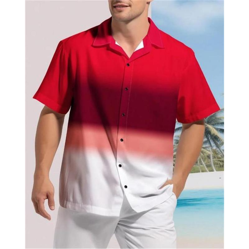 2025 Мужская рубашка с коротким рукавом и лацканами в стиле колор-блок с 3D-принтом, большой размер 5XL, высококачественный гавайский пляжный топ