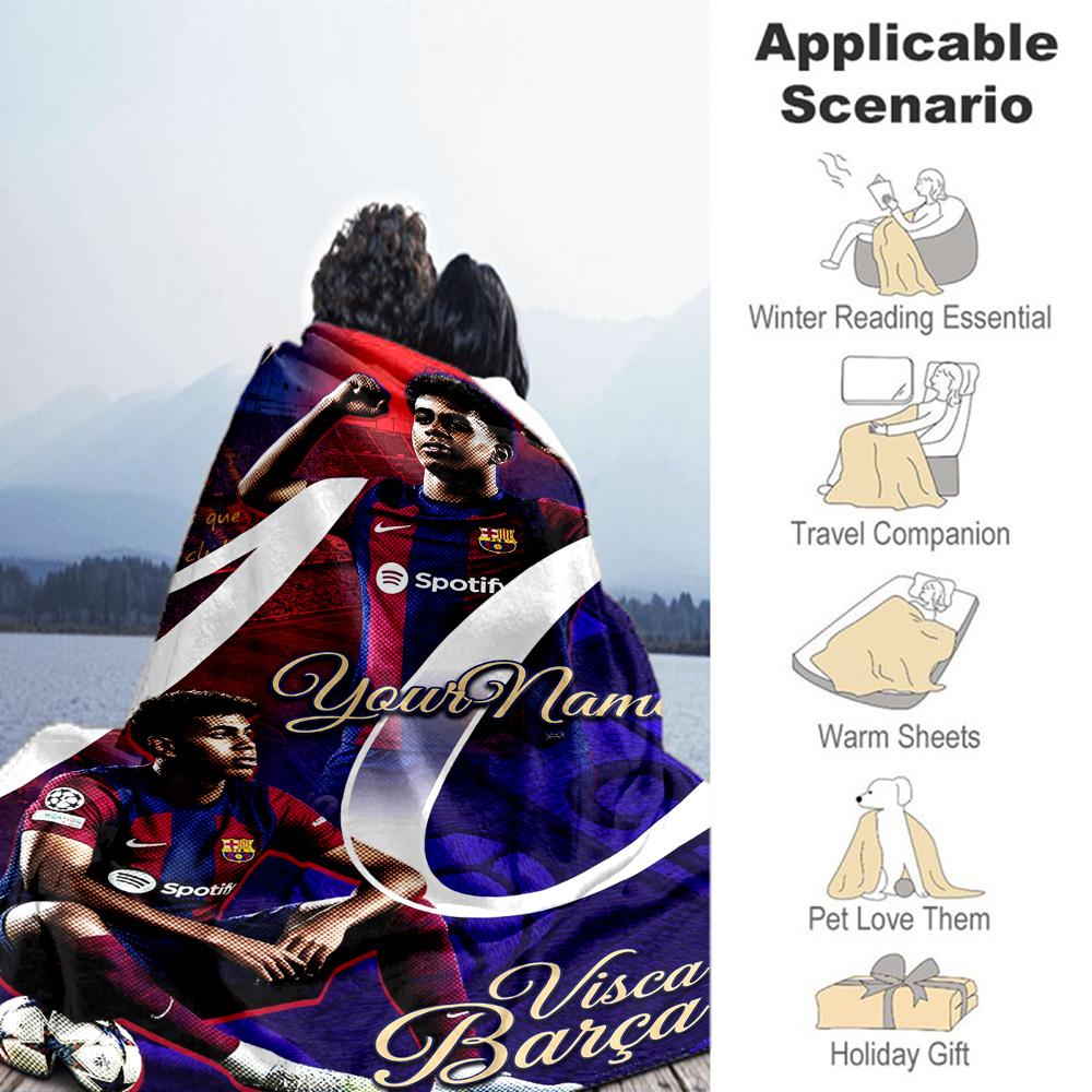 Lamine Yamal 1 Personalized Name Blanket Cozy Customizable Blanket Soft & Cozy Perfect for Sofa Home Decor Couch Livingroom Four Seasons Multipurpose