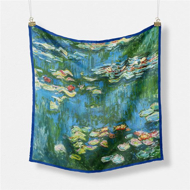 Twill Silk-like Small Square Scarf with Oil Painting Design: Vintage Style Hair Band Scarf Neck Warmer for All-around Use