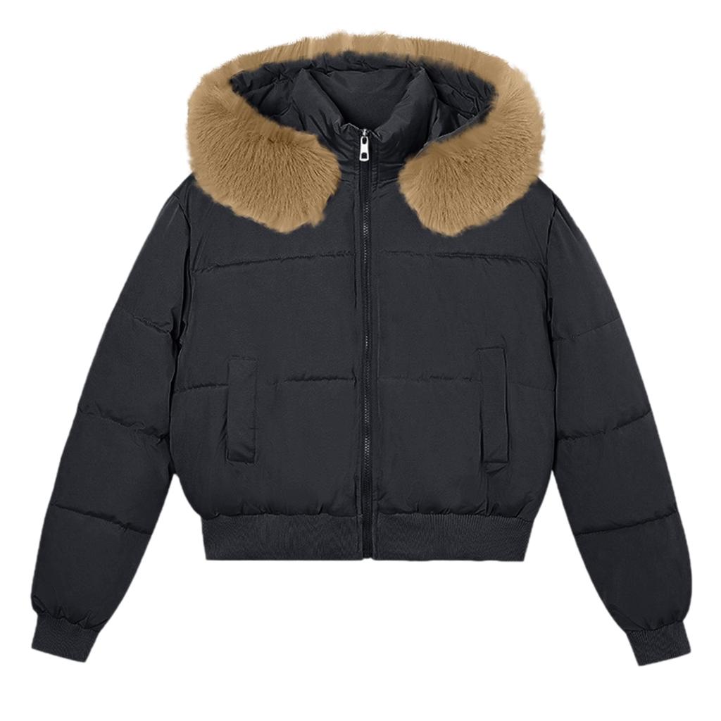 Женская зимняя куртка с капюшоном, короткая, на хлопковой подкладке