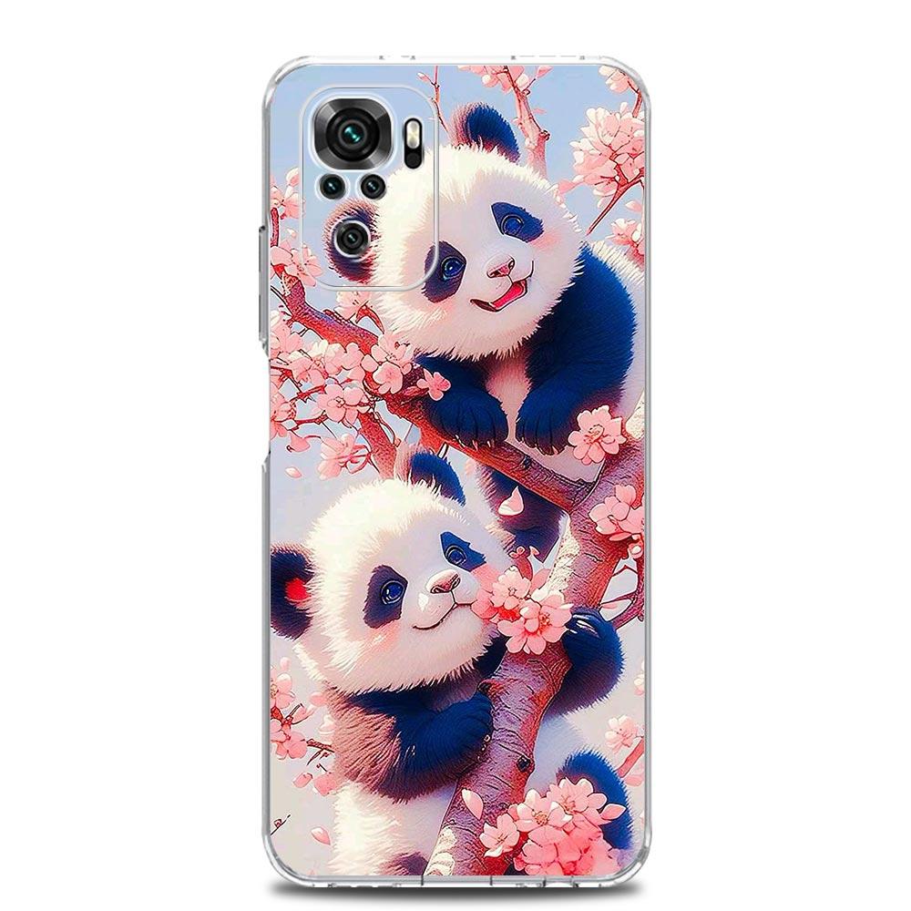 Чехол для телефона для Xiaomi Redmi Note 14 13 12 4G 9 8 10 11 Pro Plus 5G 14C 13C 12C 10C 9C 9A Прозрачный Мягкий ТПУ Чехол Мультяшный панда
