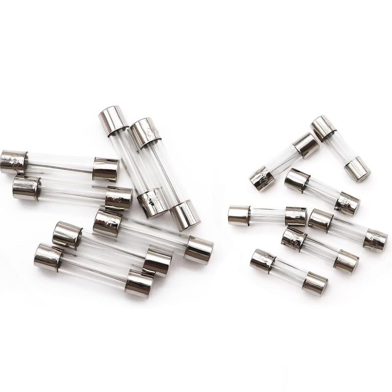 15 Values 150pcs Fast Blow Glass Fuses Assorted Kit 6x30mm, 250V 0.5A-10A, 5x20mm, 250V 0.5A-5A, packag in a Clear Plastic Box