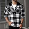 Hooded Flannel Shirt Jackets for Men Long Sleeve Loose Fit Button Down Work Shirts Outwear Men's Casual Plaid Heavyweight Hoodies Shirt With Pockets