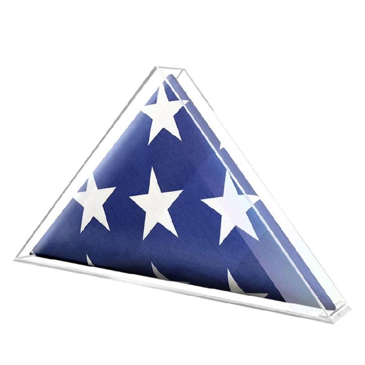 Flag Holder with Cover Transparent Flag Display Case Triangle Flag Container