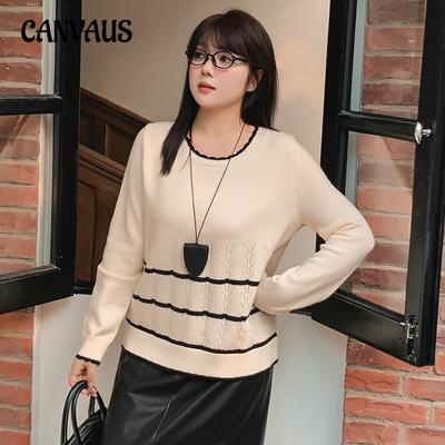 Женский свитер большого размера с круглым воротом в смелую полоску, свободный повседневный свитер на осень и зиму