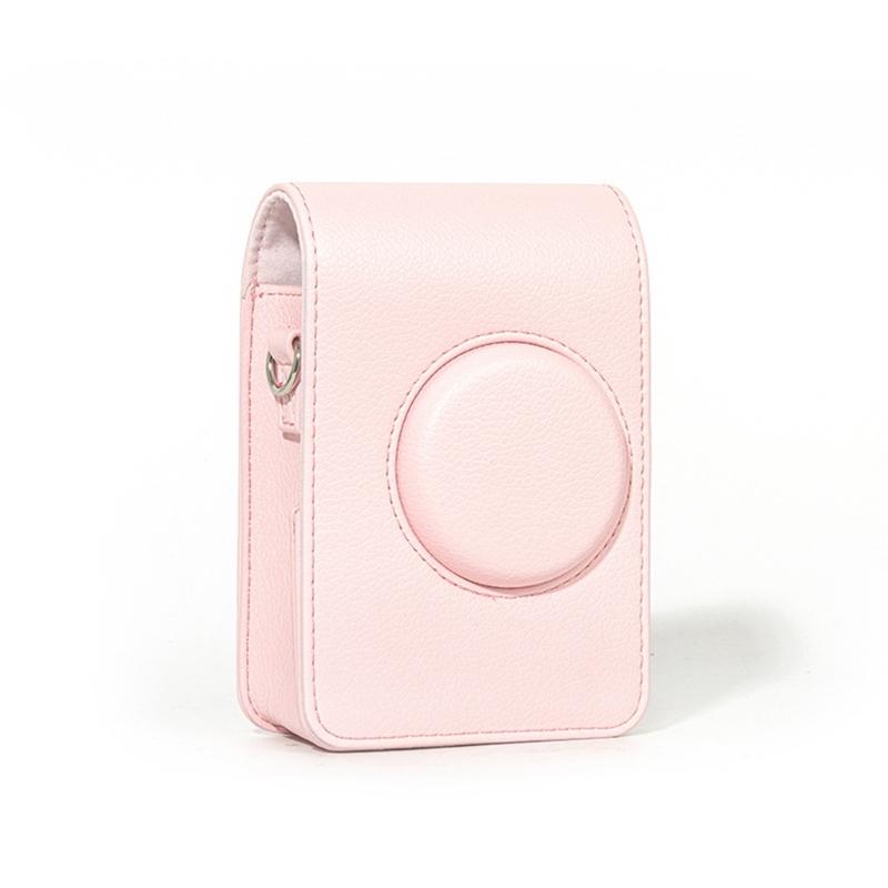 Waterproof AntiShock Pink PU Leather Crossbody Camera Case For Mini EVO Compact Storage Bag With Adjustable Strap