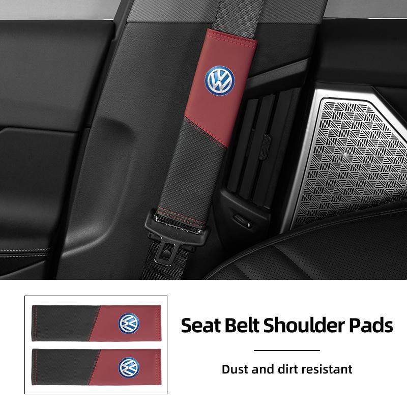CUP1 Car Seat Belt Cover Safety Belt Two-colour Splicing Shoulder Protection Pads For VW Tiguan CC Jetta Polo Passat T-ROC Touareg