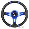 ALTEED Sports Steering 350mm Deep Cone Blue Spokes with Carbon Fiber for Aftermarket Cars Wheel, Model, Design,