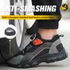 Rotating Buttons Men Boots Breathable Work Sneakers Men Safety Shoes Puncture-Proof Indestructible Shoes Non-slip Security Shoes