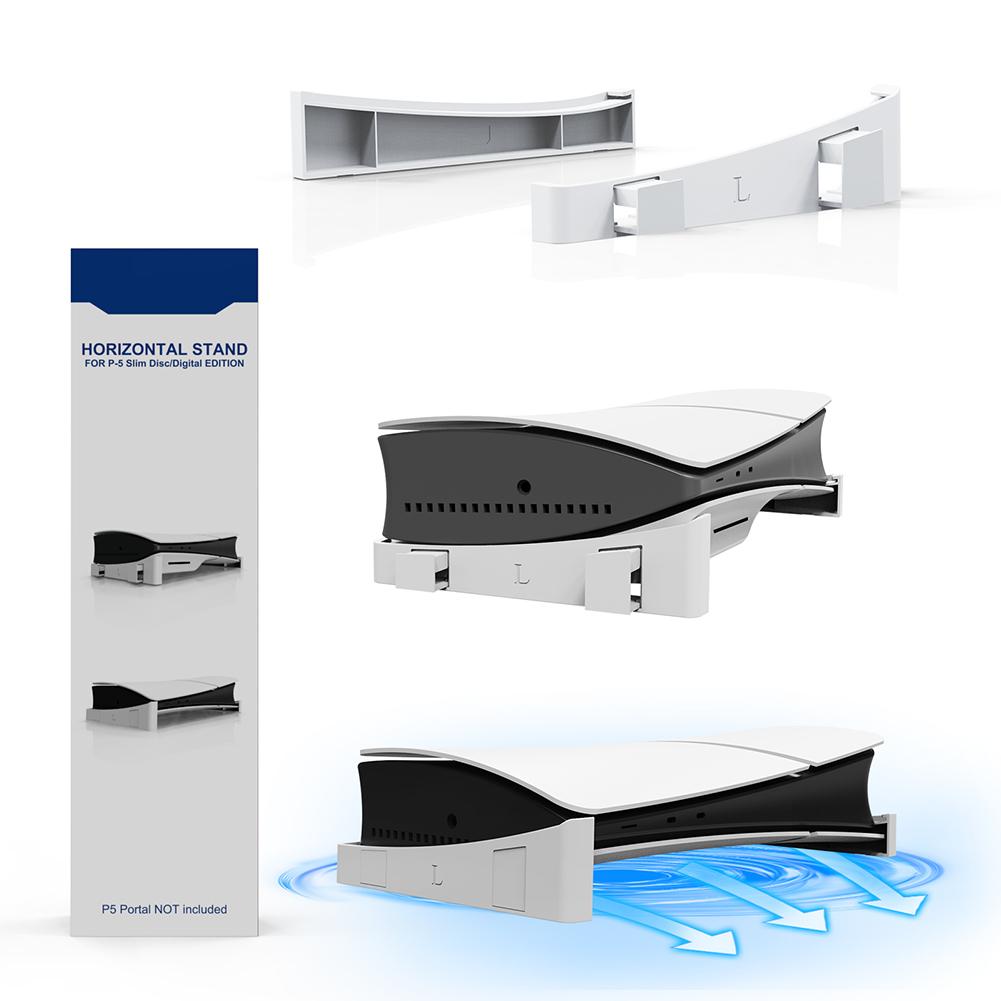 For PS5 Slim Holder Horizontal Bracket Stand With 4-Port USB Hub Base for PS5 Slim Disc & Digital Game Console Dock Mount Holder