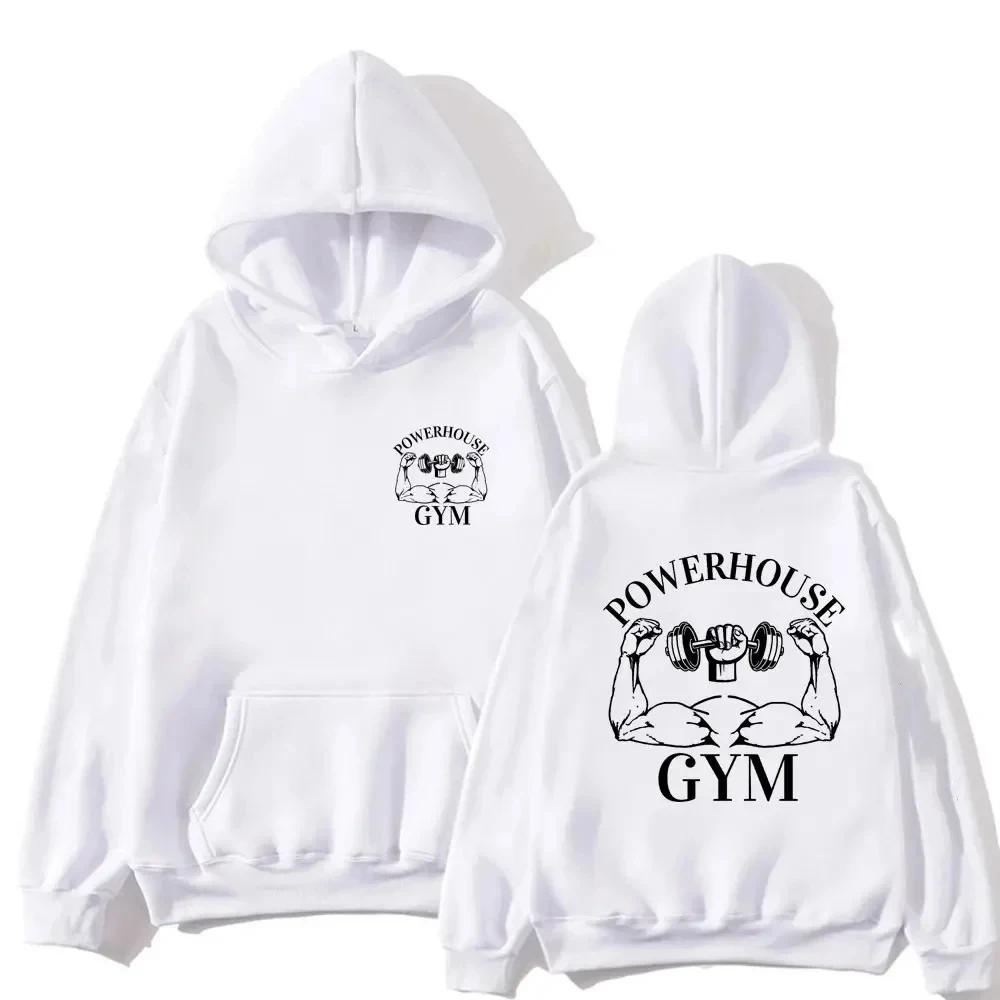 Худи с логотипом Powerhouse Gym Харадзюку Мужские Женские Гик Фитнес Худи С длинным рукавом Эстетичный Свитшот