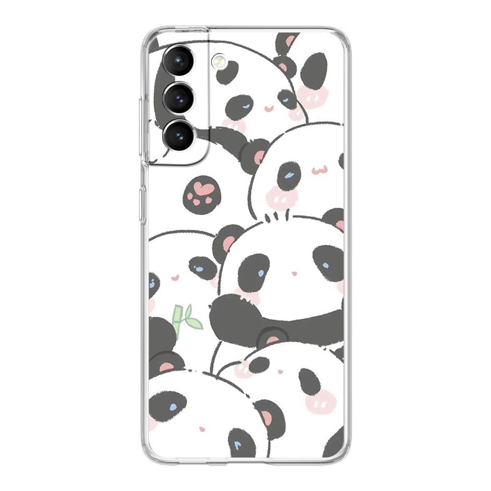 Милый панда, лазающий по бамбуку, чехол для телефона для Samsung Galaxy S24 S23 S22 S20 Ultra S21 FE 5G S10 S9 Plus S10E S8, мягкая прозрачная крышка