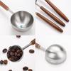 Measuring Spoon Walnut Wood Long Handle Coffee Spoons Household Wooden Handle Stainless Steel Coffee Scoop Tablespoon Cafe Tools