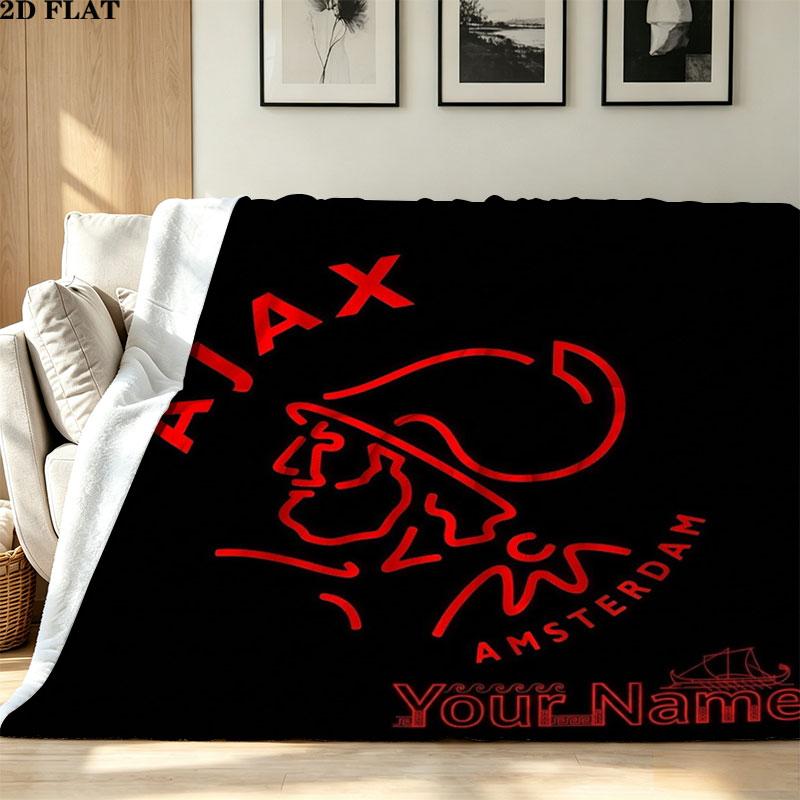 1PC AFC Ajax Custom Name Patterned Flannel Blanket Suitable For All Seasons for Home Decor Warmth and Comfort Gifts Holiday Present