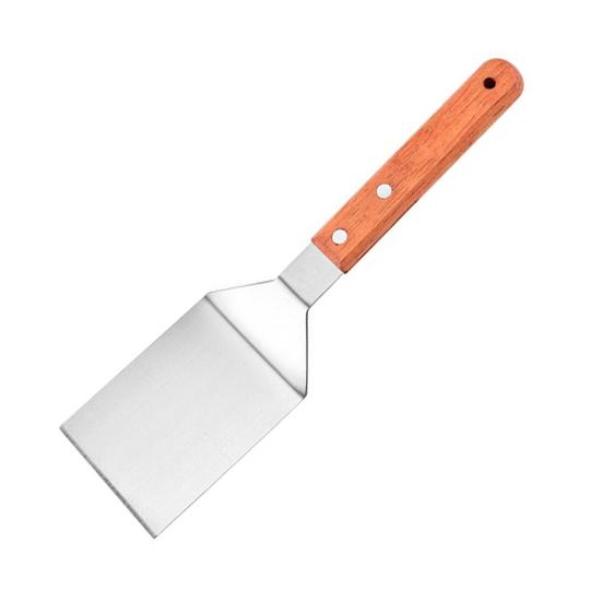 Stainless Steel Frying Spatula Set with Wooden Handle Heat Resistant Solid Turner