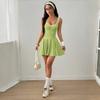 Womens Seamless Built-in Pad Pleated Skort With Pockets Quick-Dry Breathable Running Tennis Skirt