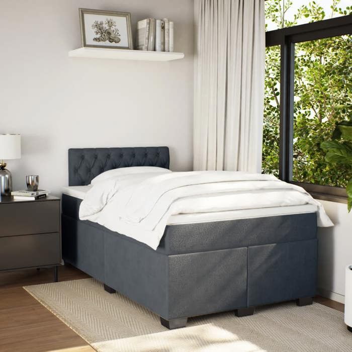 Maison Exclusive - Sommier à lattes de lit et matelas Gris foncé 120x200cm Velours