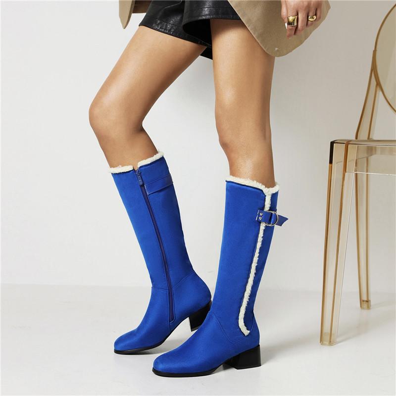 Women's High Heel Boots Autumn and Winter New European and American Style Thick Heel Suede Large Size Women's Boots