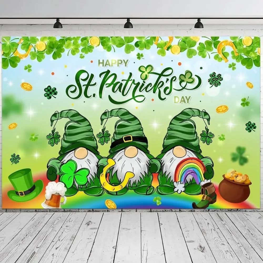 St. Patrick Photography Backdrop Irish Green Shamrock Gold Coin Lucky Pub Background Festival Party Decor Photo Banner Booth14