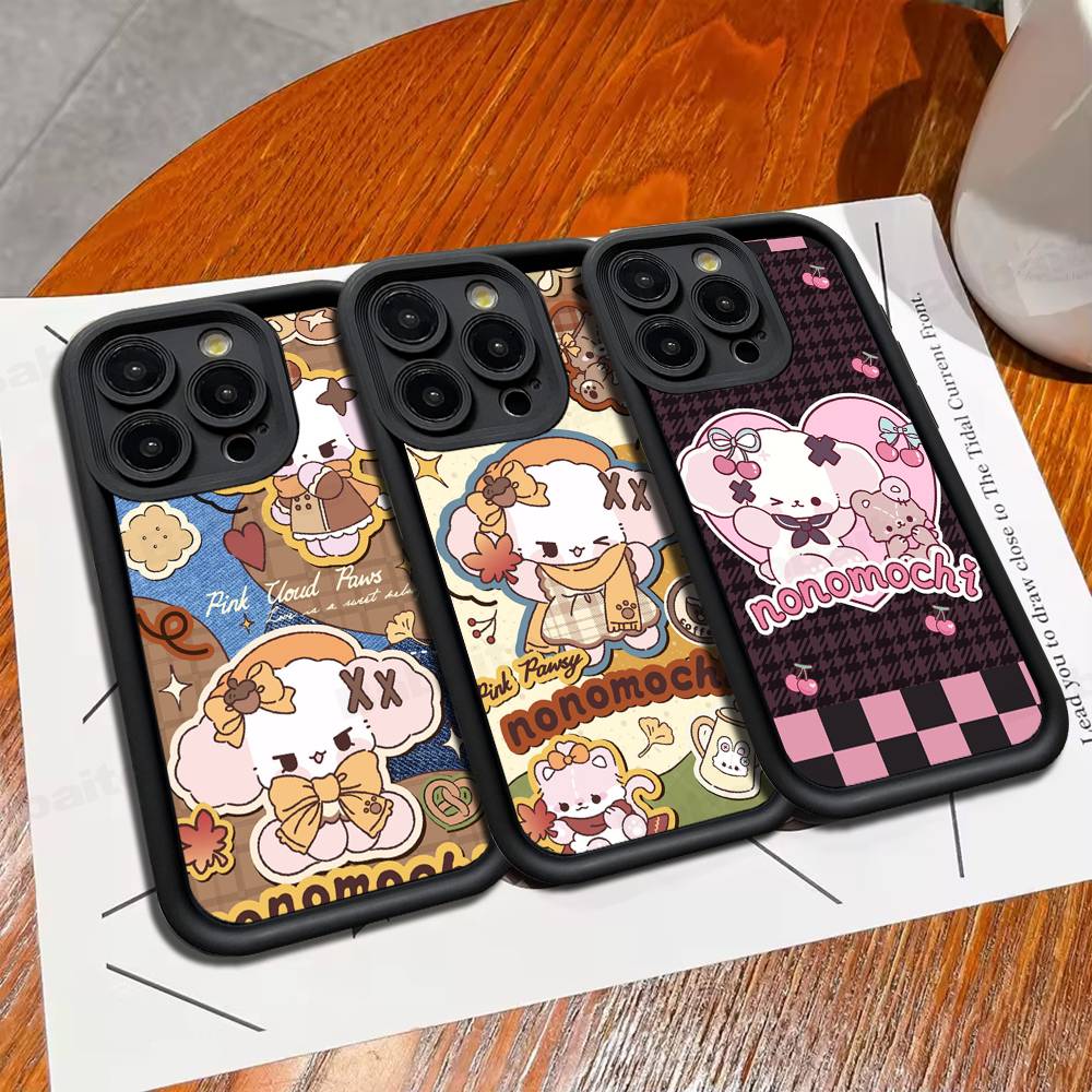 Popular Cute Dog N-Nonomochi Logo For IPhone 17 Pro Max 16 15 14 13 12 11 Plus Black Soft Phone Cover