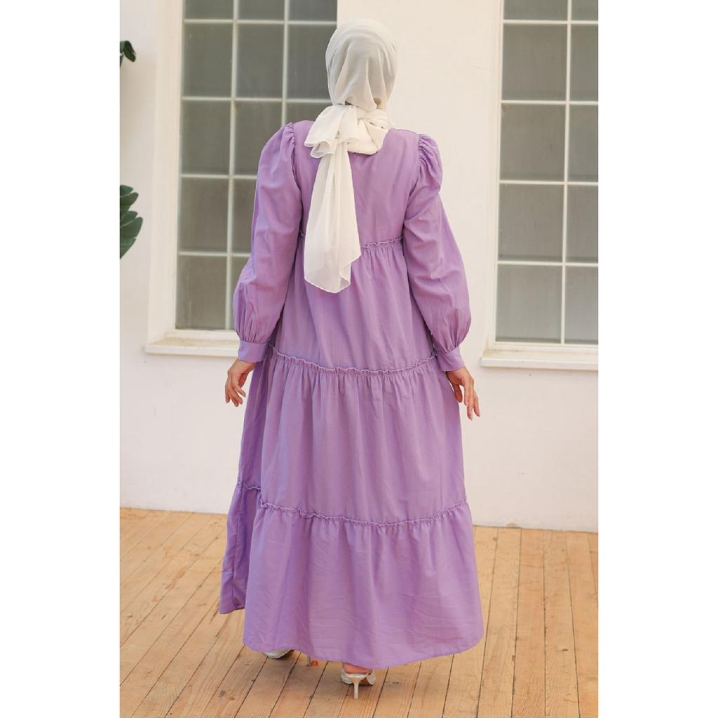 Benay Floor Detail Hijab Dress 1102- Black