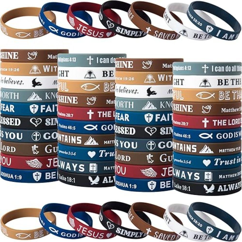 10PCS Silicone Christian Daily Bible Verse Bracelet Colorful Christian Bracelets Jewelry Gifts