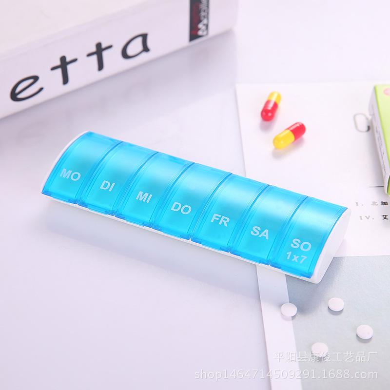 1PC Rectangular Pill Box Seven Days Pill Box Seven Compartments Mini Portable Storage Pill Box Plastic Divided Pill Box